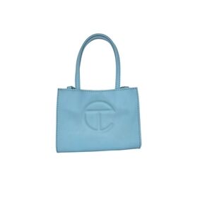 Telfar Vegan Leather Shoulder Bag Mini Snap Closure Pool Blue Sky Double Strap